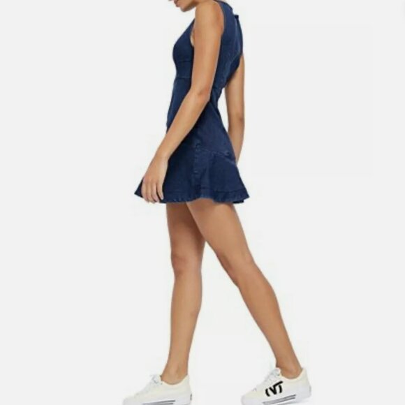 NWT Free People Alex Mini Denim Dress in Blue Size 6 - Picture 2 of 6
